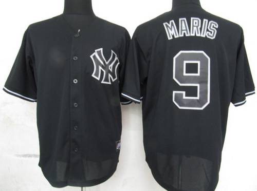 New York Yankees #9 Roger Maris Black Fashion Stitched MLB Jersey