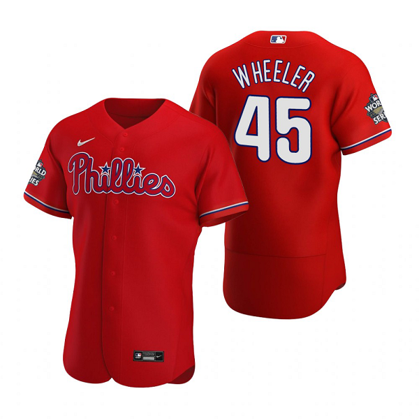 Philadelphia Phillies Zack Wheeler Red 2022 World Series Flex Base Jersey