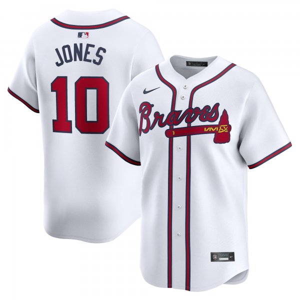 Men's Atlanta Braves #10 Chipper Jones Nike White Home Limited Player Jersey