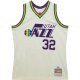 Men's Utah Jazz Karl Malone Mitchell & Ness Cream Chainstitch Swingman Jersey