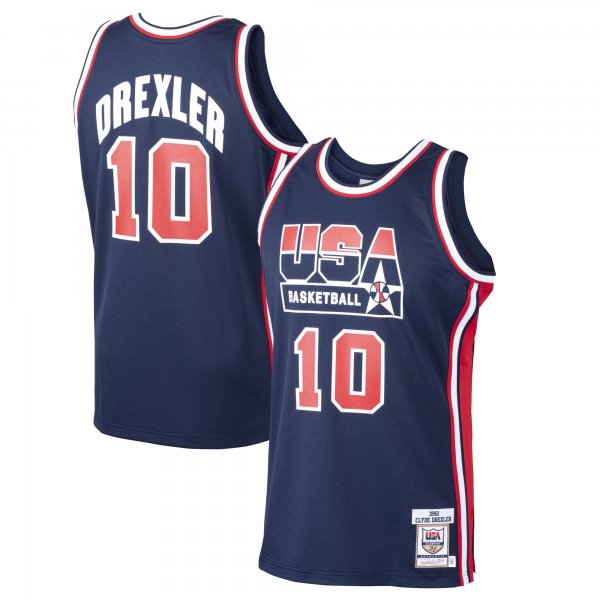 Men's USA Basketball Clyde Drexler Mitchell & Ness Navy 1992 Dream Team Jersey