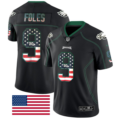 Nike Eagles #9 Nick Foles Black Men's Stitched NFL Limited Rush USA Flag Jersey