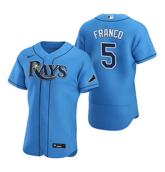 Men's Tampa Bay Rays #5 Wander Franco Light Blue Flex Base Jersey