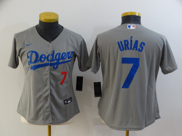 Women's Nike Los Angeles Dodgers #7 Urias Grey Game 2021 Stitched MLB Jersey