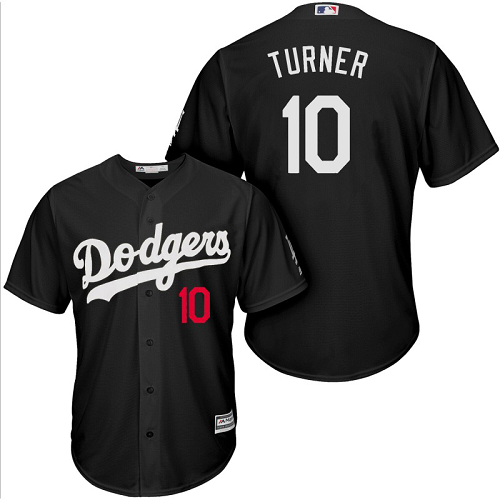 Men's Los Angeles Dodgers #10 Justin Turner Black Cooperstown MLB Throwback Jersey