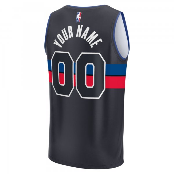 Youth Detroit Pistons  Fanatics Black Fast Break Replica Custom Jersey - Statement Edition