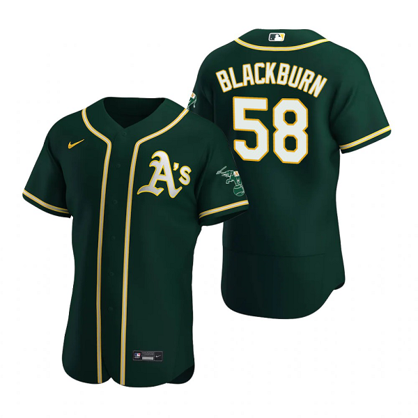 Men's Oakland Athletics #58 Paul Blackburn Green Alternate Flex Base MLB Jersey