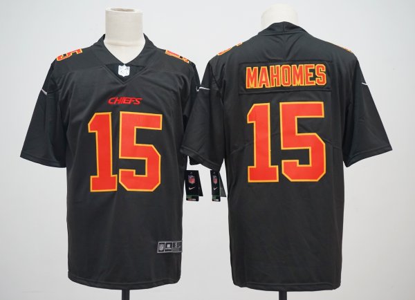 Men's Nike Kansas City Chiefs #15 Patrick Mahomes II Black Stitched NFL Limited Rush Jersey