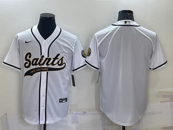 Men's New Orleans Saints Blank White Stitched Baseball Cool Base Jersey