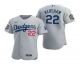 Men's Los Angeles Dodgers #22 Clayton Kershaw Gray 2020 World Series Flex Base Nike Jersey