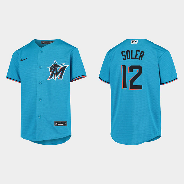 Youth Miami Marlins #12 Jorge Soler Blue MLB Jersey