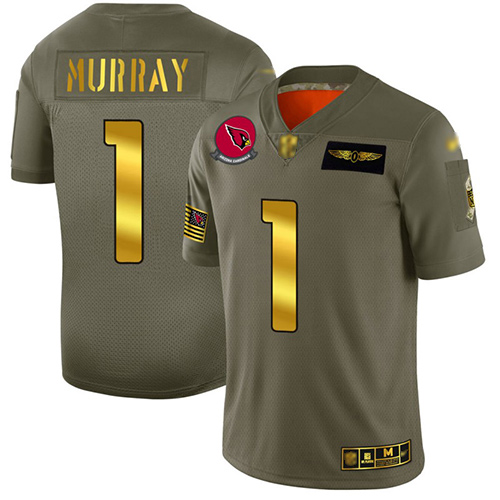 Men's Arizona Cardinals #1 Kyler Murray Camo/Gold Stitched NFL Limited 2019 Salute To Service Jersey