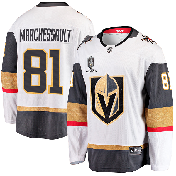 Men's Vegas Golden Knights #81 Jonathan Marchessault Fanatics Branded White 2023 Stanley Cup Champions Away Breakaway Player Jersey