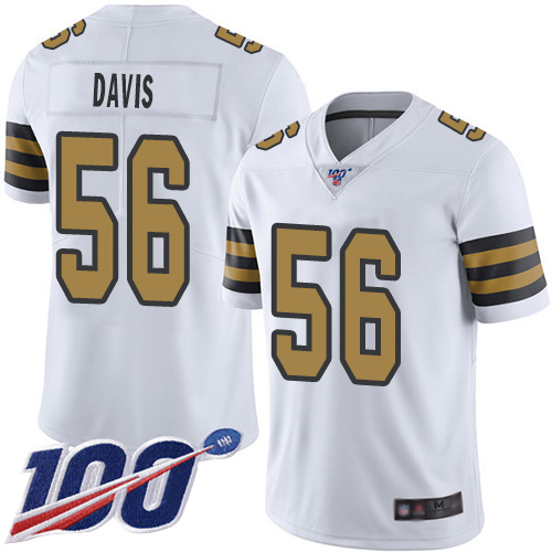 New Orleans Saints #56 DeMario Davis White Men's Stitched NFL Limited Rush 100th Season Jersey