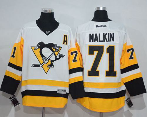 Pittsburgh Penguins #71 Evgeni Malkin White New Away Stitched NHL Jersey