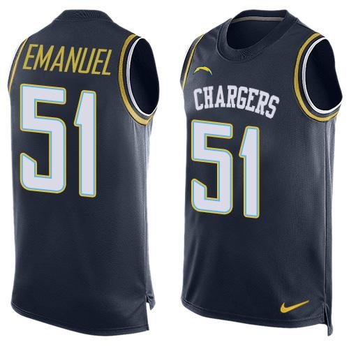 Nike Los Angeles Chargers #51 Kyle Emanuel Navy Blue Team Color Men's Stitched NFL Limited Tank Top Jersey