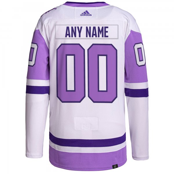 Men's Edmonton Oilers adidas White/Purple Hockey Fights Cancer Primegreen Custom Jersey