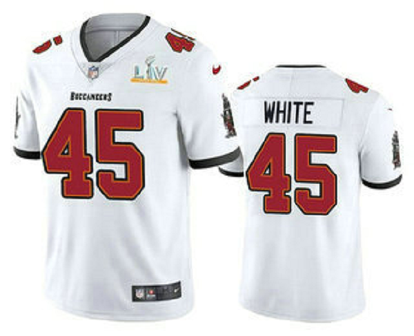 Men's Tampa Bay Buccaneers #45 Devin White White 2021 Super Bowl LV Vapor Untouchable Stitched Nike Limited NFL Jersey