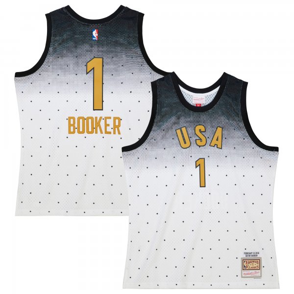 Men's 2016 NBA Rising Stars Challenge Devin Booker Mitchell & Ness White Hardwood Classics Swingman Jersey