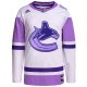 Men's Vancouver Canucks adidas White/Purple Hockey Fights Cancer Primegreen Custom Jersey