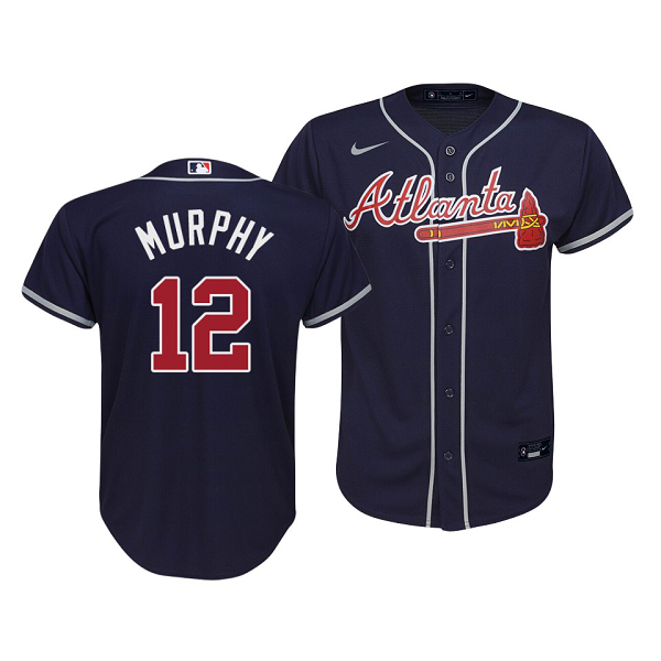 Youth Atlanta Braves #12 Sean Murphy Cool Base Alternate Nike Jersey Navy