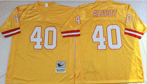 Mitchell And Ness Tampa Bay Buccaneers #40 Mike Alstott Gold Throwback Stitched NFL Jersey