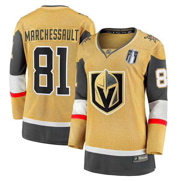 Women's Vegas Golden Knights #81 Jonathan Marchessault Gold 2023 Stanley Cup Final Home Breakaway Player Jersey