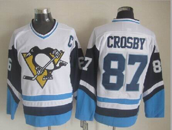 Men's Pittsburgh Penguins #87 Sidney Crosby White Throwback NHL Jersey