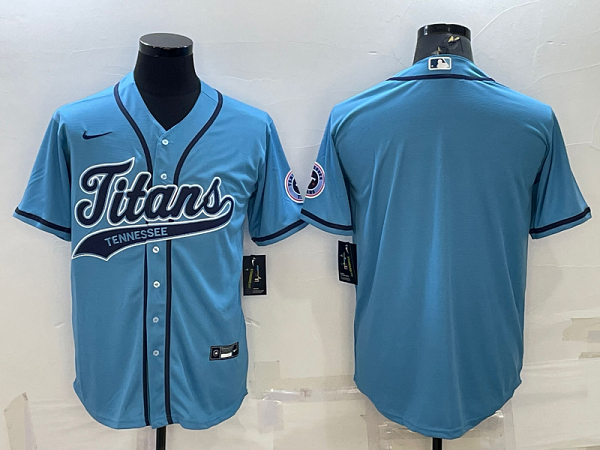 Men's Tennessee Titans Blank Blue Stitched Baseball Cool Base Jersey