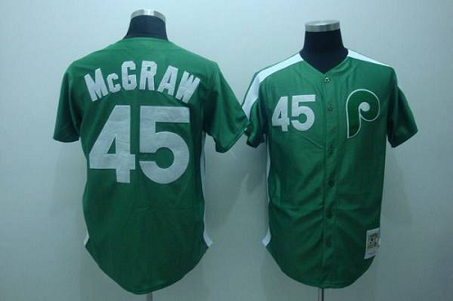 Mitchell And Ness Philadelphia Phillies #45 Tug Mcgraw Green Stitched Throwback MLB Jersey