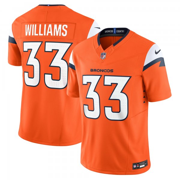 Men's Denver Broncos #33 Javonte Williams Nike Orange Vapor F.U.S.E. Limited Jersey