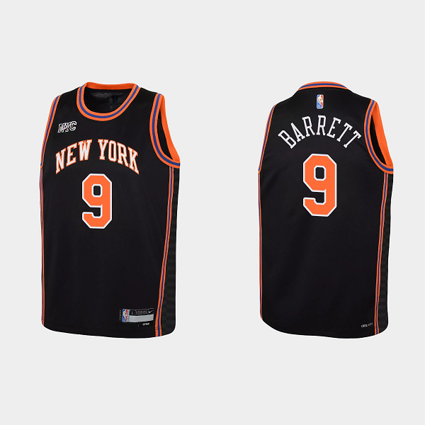 Youth New York Knicks #9 RJ Barrett 2021-22 75th Anniversary City Black NBA Jersey