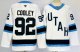 Men's #92 Logan Cooley Utah Hockey Club Black And Blue White City Edition Jersey