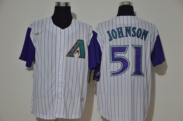 Men's Nike Arizona Diamondbacks #51 Randy Johnson White Cooperstown Collection Throwback Stitched MLB Jersey