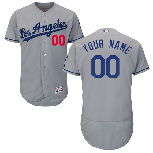 Men's Los Angeles Dodgers Majestic Road Gray Flex Base Collection Custom MLB Jersey