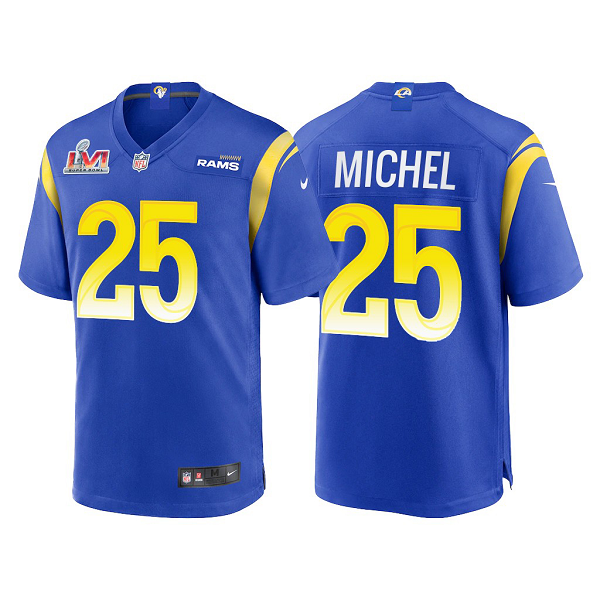 Los Angeles Rams #25 Sony Michel Super Bowl LVI Bound Royal Patch Jersey