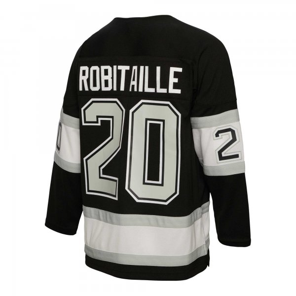 Men's Los Angeles Kings Luc Robitaille Mitchell & Ness Black Alternate Captain Patch 1992/93 Blue Line Player Jersey