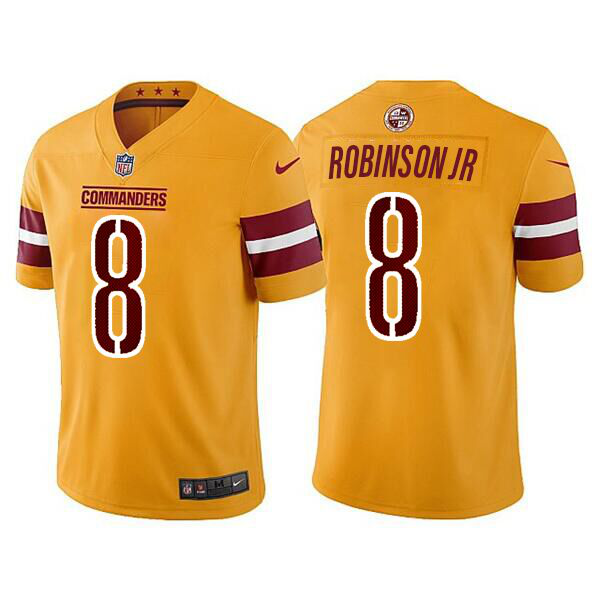 Men's Washington Commanders #8 Brian Robinson Gold Vapor Untouchable Stitched Football Jersey