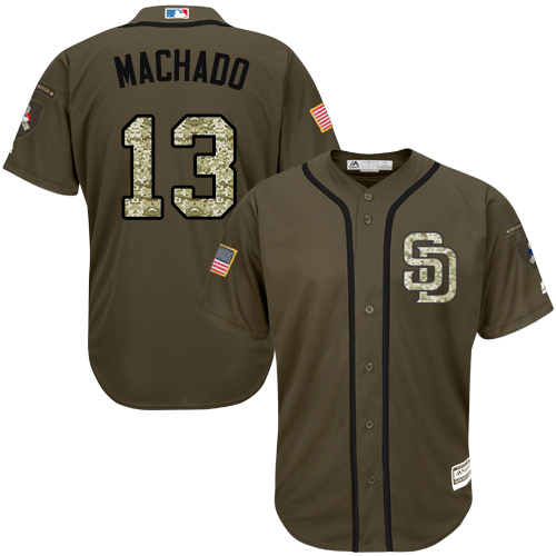 San Diego Padres #13 Manny Machado Green Salute to Service Stitched MLB Jersey