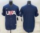 Men's USA Baseball Blank 2023 Navy World Baseball Classic Stitched Jersey