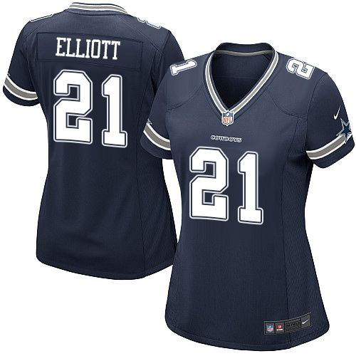 Nike Dallas Cowboys #21 Ezekiel Elliott Navy Blue Team Color Women's Stitched NFL Elite Jersey