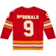 Men's Calgary Flames Lanny McDonald Mitchell & Ness Red Captain Patch 1988/89 Blue Line Player Jersey