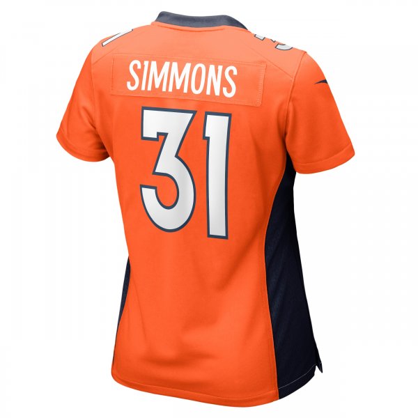 Women's Denver Broncos Justin Simmons Nike Orange Game Jersey