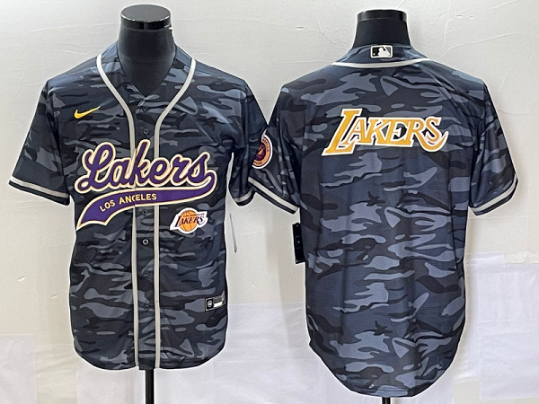 Men's Los Angeles Lakers Camouflage Baseball Jersey