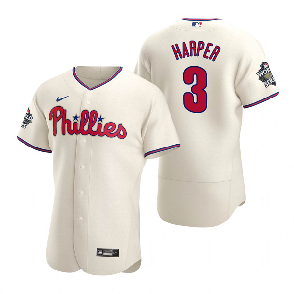 Philadelphia Phillies Bryce Harper Cream 2022 World Series Flex Base Jersey