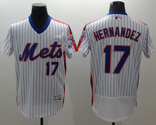 New York Mets #17 Keith Hernandez White(Blue Strip) Flexbase Collection Alternate Stitched MLB Jersey