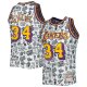 Men's Los Angeles Lakers Shaquille O'Neal Mitchell & Ness White 1996/97 Hardwood Classics Doodle Swingman Jersey