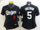 Women's Nike Los Angeles Dodgers #5 Freddie Freeman Black Stitched MLB Cool Base Jersey