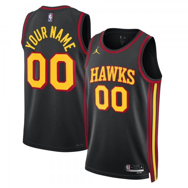 Unisex Atlanta Hawks Jordan Brand Black 2022/23 Swingman Custom Jersey - Statement Edition