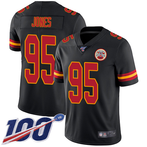 Men's Kansas City Chiefs #95 Chris Jones Black Stitched NFL Limited Rush 100th Season Jersey